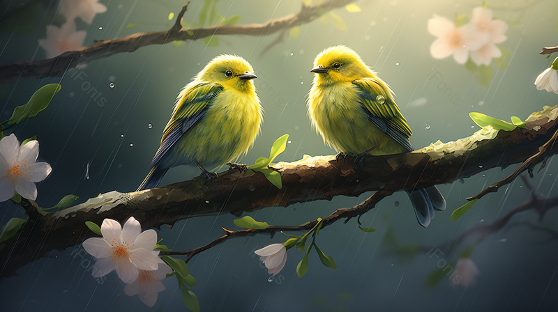 春天节气樱花树枝上的小鸟图片,插画/手绘图,插画/手绘图库,插画/手绘图下载,插画/手绘